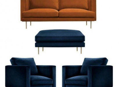 Sofa set orange footstool armchair creative furniture textile fabric living room